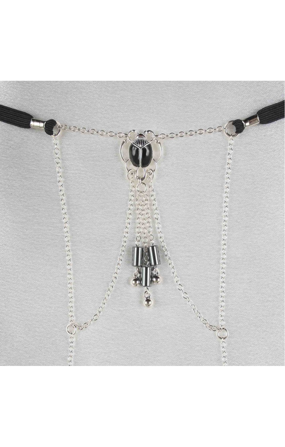 Khufu Silver Vagina Jewelry With Egyptian Scarab Charm B54iu7